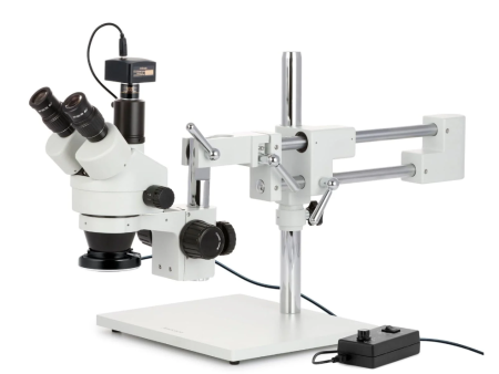 3.5X-90X Simul-Focal Stereo Zoom Microscope on Boom Stand with 144-LED Ring Light and 5MP Camera Online Sale