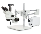 3.5X-90X Zoom Stereo Trinocular Microscope on Dual-Arm Boom Stand with Dual-Fiber-optic LED Illuminator + 18MP USB3.0 Camera For Cheap