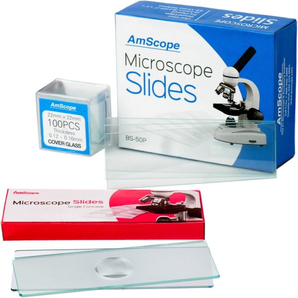 50 Pre-Cleaned Blank Plate Microscope Slides and 6 Single Depression Concave Slides Plus 100 Coverslips Fashion