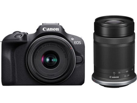 Canon EOS R100 Mirrorless Camera with 18-45mm and 55-210mm Lenses Kit Supply